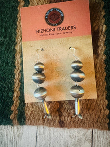 Navajo Sterling Silver Beaded Blossom Dangle Earrings