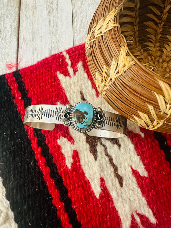 Navajo Kingman Turquoise & Sterling Silver Cuff Bracelet