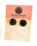 Zuni Sterling Silver & Black Onyx Inlay Stud Earrings