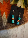 Navajo Turquoise, Spiny & Sterling Silver Beaded Dangle Earrings