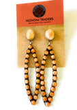 Navajo Sterling Silver & Orange Spiny Dangle Earrings