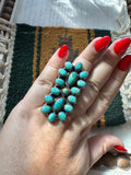 “The September” Nizhoni Handmade Adjustable Turquoise Sterling Silver Ring (Green)