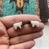 Zuni Hand Carved Bear Stud Earrings