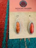 Navajo Sterling Silver Apple Coral Dangle Earrings