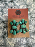 Navajo Sterling Silver & Turquoise Cluster Post Earrings Signed