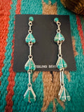 Zuni Sterling Silver & Turquoise Inlay Heart Dangle Earrings