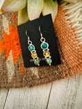 Navajo Turquoise, Quartz & Sterling Silver Dangle Earrings