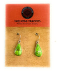 Navajo Sterling Silver Gaspeite Inlay Dangle Earrings