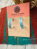 Zuni Sterling Silver & Turquoise Inlay Hoop Earrings