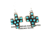 Navajo Sterling Silver & Turquoise Cactus Dangle Earrings