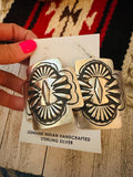 Navajo Sterling Silver Concho Cross Earrings