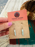 Navajo White Opal & Sterling Silver Inlay Dangle Earrings