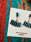 Zuni Turquoise & Sterling Silver Needlepoint Dangle Earrings