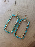 “The Golden Collection” Cool Summer Handmade Turquoise Beaded & 14k Gold Plated Earrings