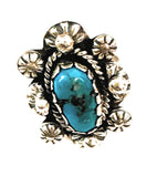 Navajo Sterling Silver & Kingman Turquoise Ring Size 11