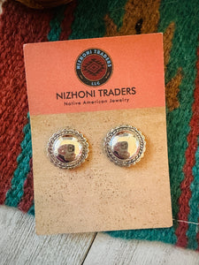 Navajo Sterling Silver Concho Post Earrings