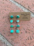 Handmade Emerald Valley Turquoise and Sterling Silver 4 Stone Dangles