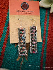 Handmade Pink Dream Mojave & Sterling Silver Dangle Earrings Signed Nizhoni