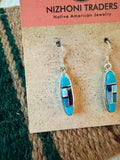 Navajo Sterling Silver & Multi Stone Inlay Dangle Earrings