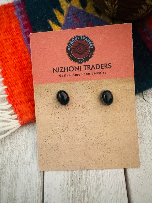 Navajo Sterling Silver & Black Onyx Stud Earrings