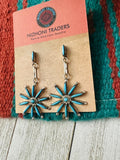 Zuni Turquoise & Sterling Silver Needlepoint Dangle Earrings