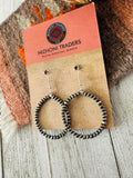 Navajo 3mm Sterling Silver Pearl Dangle Hoop Earrings