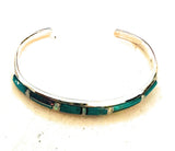 Navajo Sonoran Mountain Turquoise & Sterling Silver Inlay Cuff Bracelet