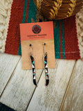 Zuni Multi Stone & Sterling Silver Inlay Dangle Earrings