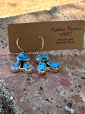 Handmade Golden Hills 3 Stone Turquoise and Sterling Silver Dangle Earrings 3 Stone