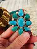 Navajo Turquoise & Sterling Silver Cluster Cuff Bracelet