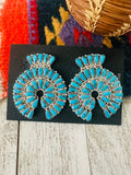 Navajo Sleeping Beauty Turquoise & Sterling Silver Cluster Post Earrings