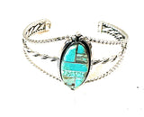 Navajo Turquoise & Sterling Silver Inlay Cuff Bracelet