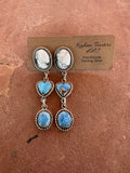 Handmade Natural Golden Hills Turquoise, White Buffalo and Sterling Silver Heart Dangles