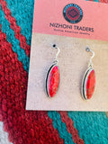 Navajo Sterling Silver Apple Coral Dangle Earrings