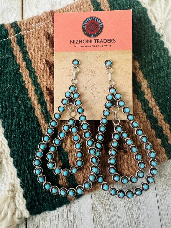 Zuni Sterling Silver & Turquoise Snake Eye Earrings