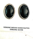 Navajo Onyx & Sterling Silver Post Earrings