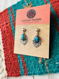 Handmade Turquoise Mojave & Sterling Silver Dangle Earrings Signed Nizhoni