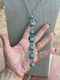 Handmade Royston Turquoise & Sterling Silver Bolo Drop Necklace