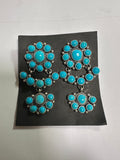 Navajo Turquoise and Sterling Silver Dangle Earrings Signed C Yazzie