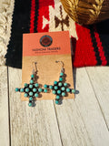 Handmade Turquoise & Sterling Silver Cross Wire Dangle Earrings Signed Nizhoni