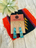 Navajo Sterling Silver & Turquoise Slab Dangle Earrings