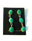 Navajo Turquoise and Sterling Silver Three Stone Dangle Earrings