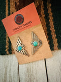 Navajo Sterling Silver & Turquoise Thunderbird Post Earrings