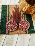 Navajo Pink Dream Mojave & Sterling Silver Cluster Post Earrings