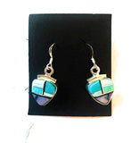 Navajo Sterling Silver & Multi Stone Inlay Dangle Earrings