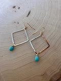 “The Golden Collection” Turquoise Creation Handmade Turquoise Beaded & 14k Gold Plated Earrings