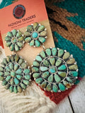 Navajo Royston Turquoise & Sterling Silver Cluster Dangle Earrings