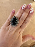 Beautiful Handmade New Lander Turquoise And Sterling Silver Adjustable Statement Ring