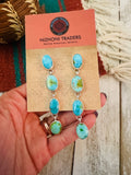 Navajo Sonoran Mountain Turquoise & Sterling Silver Dangle Earrings