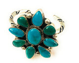 Navajo Turquoise & Sterling Silver Cluster Cuff Bracelet